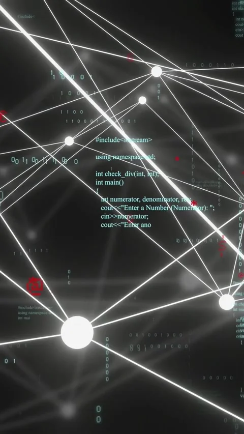 Vertical video: Upper left node firing network pulsing lines shifting clusters Stockbeeldmateriaal 334378444