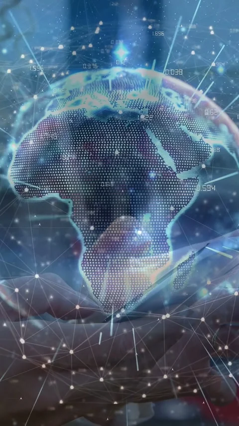 Vertical video: User hands holding phone opening AR app, globe hovering and Stock Footage 332823573