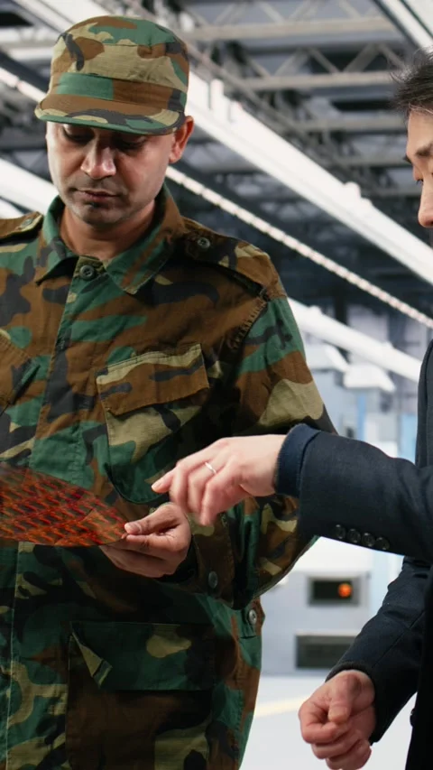 Vertical video Using microelectronics, national security concept and soldier Stock Footage 333615316