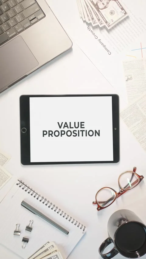 VERTICAL VIDEO OF VALUE PROPOSITION DISPLAYING ON A TABLET SCREEN Stock Footage 274394842