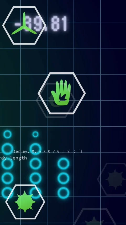 Vertical video: Values changing, green hand moving, nodes pulsing, code 库存影片 331199330