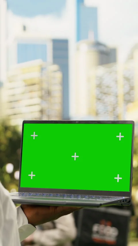 Vertical Video Vertical isolated green screen on mobile phone held by Stock Footage 344379861