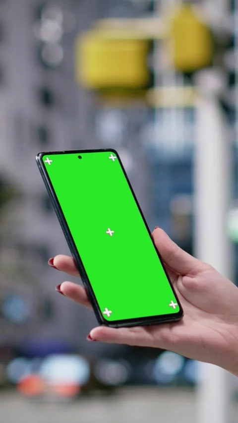 Vertical Video Vertical mockup screen on mobile phone held by a gen z young girl Stock Footage 326011264