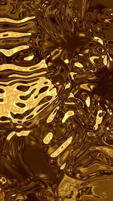 Vertical Video of Very Large Liquid Gold Texture Flowing, Seamless Loop Stock Footage 344329095