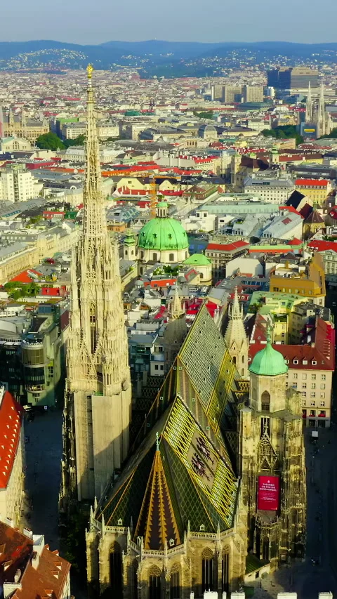 Vertical video. Vienna, Austria. St. Stephen's Cathedral (Stephansdom), its Stock Footage 334780491