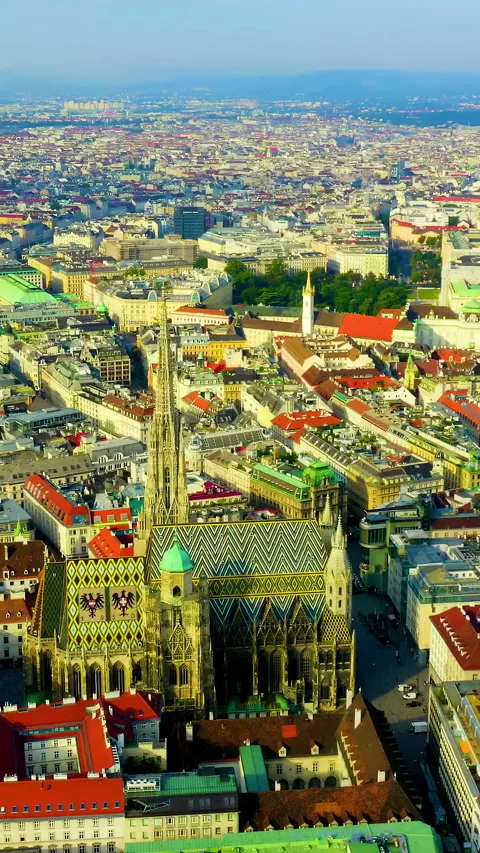 Vertical video. Vienna, Austria. St. Stephen's Cathedral (Stephansdom), its Stock Footage 334991613