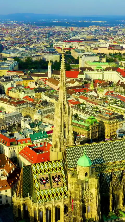 Vertical video. Vienna, Austria. St. Stephen's Cathedral (Stephansdom), soaring Stock Footage 339157130