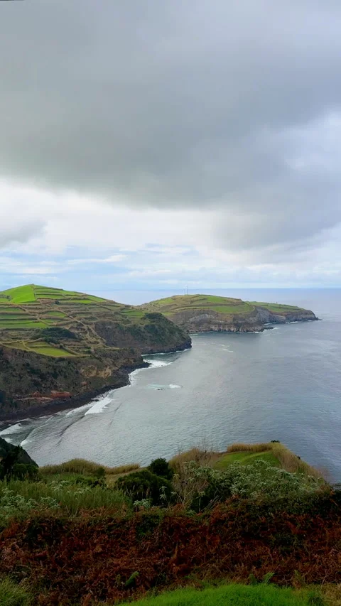 Vertical Video View from Above, São Miguel Island Azores Stockbeeldmateriaal 316410421