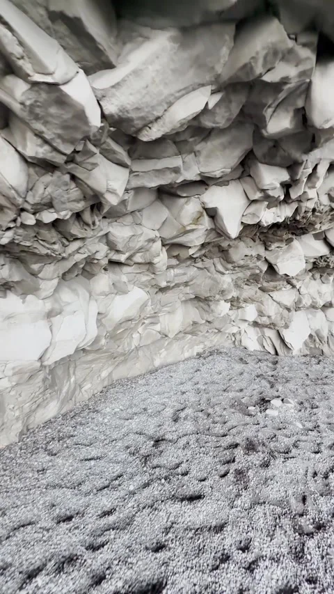 Vertical video, view of a basalt cliffs on the coast of Iceland, pov, earth Stock Footage 325294570