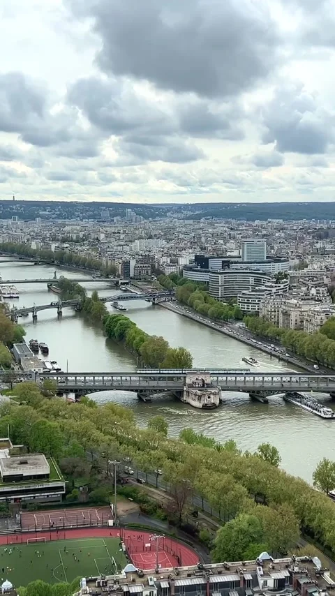 Vertical video View from the Eiffel Tower on the snow-white buildings of Paris Stock Footage 244257862