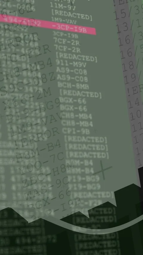 Vertical video: View panning to green code, bars rising, pink bar marking ERROR Stock-Footage 332984783