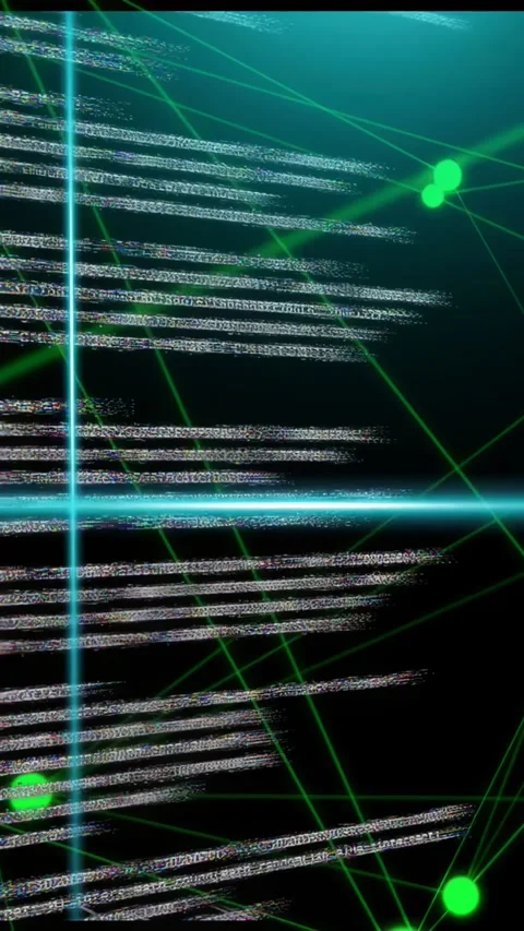Vertical video: View shifting center code panel showing code while green nodes Video stock 334770824