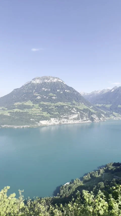 Vertical video from viewpoint, lake and mountains Stock Footage 255302781