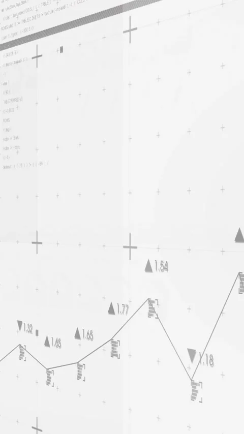 Vertical video: Viewport drifting plotted line revealing rising 3D bars and Stock Footage 348570745