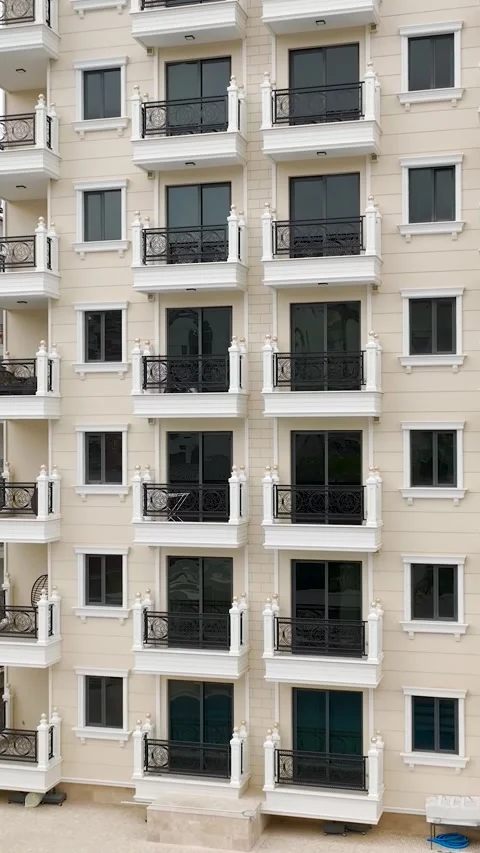 Vertical Video of Villas With Private Pool and Sea Access Stock Footage 342364697