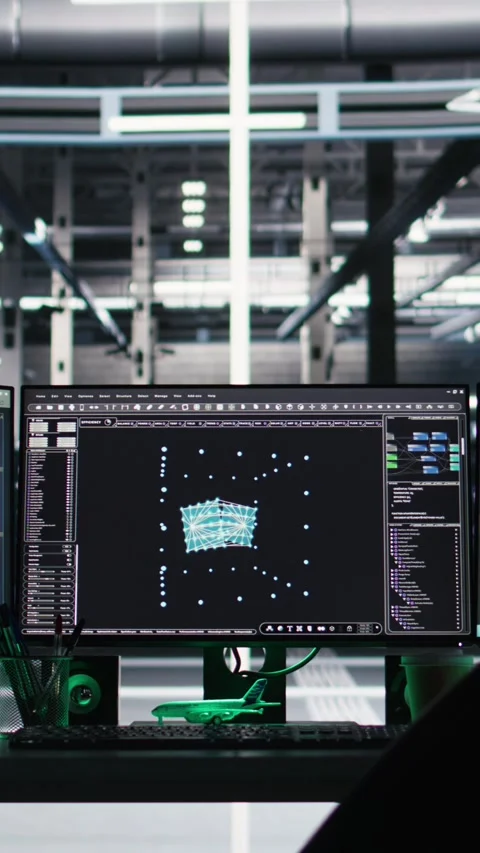 Vertical video Visual programming systems in data center tracking system Stock Footage 308755945
