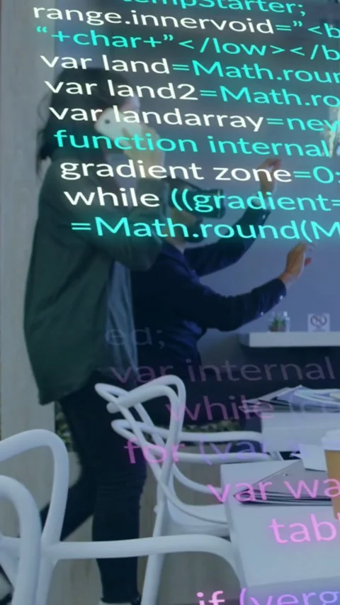 Vertical video: VR man gesturing, testing tech, code overlay tracking hands Stock Footage 334599150