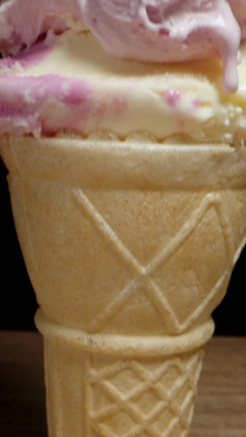 A scoop of pink ice cream in a specializ, Stock Video