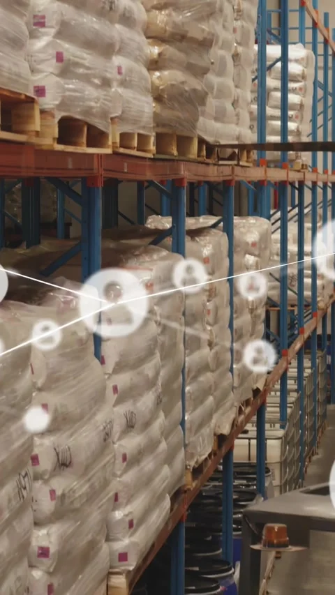 Vertical video: Warehouse worker guiding pallet truck as stock data showing Stock Footage 330794934