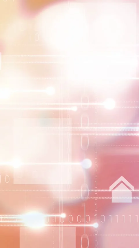 Vertical video: Warm UI starting streaking, bokeh rising, bits blurring for data Stock Footage 334792856