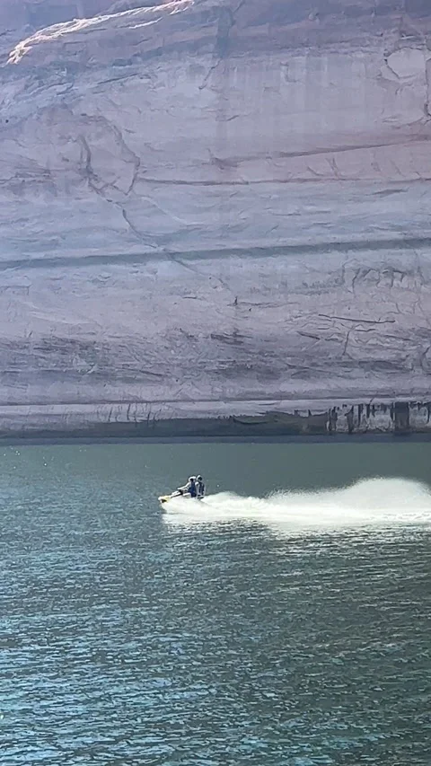 Vertical Video of Wave Runner at Lake Powell Utah Arizona Stock Footage 221377948