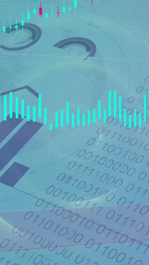 Vertical video: Waveform appearing leading dashboard elements pulsing, charts Stock Footage 334836852