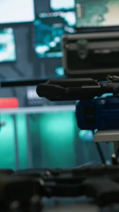 Vertical video Weapons on table in secure room in army governmental facility Stock Footage 281975122
