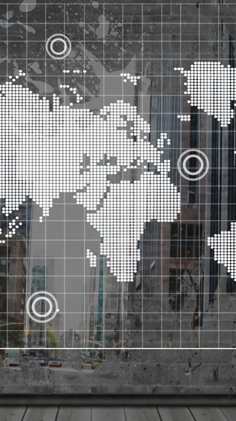 Vertical video: West marker expanding starting dotted map animating, lines Stock Footage 329934124