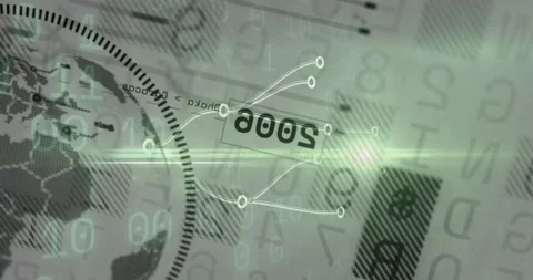 Vertical video: When green flare sweeping, white network drawing from left node, 스톡 동영상 330426412