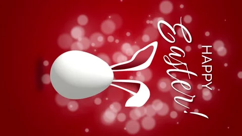 Vertical video. White jumping Easter egg with rabbit ears. Happy Easter. Stock Footage 236245664