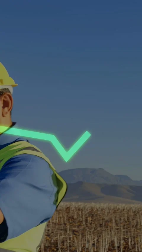Vertical video: Wind tech checking watch after neon graph passing over chest, Stock Footage 333289221