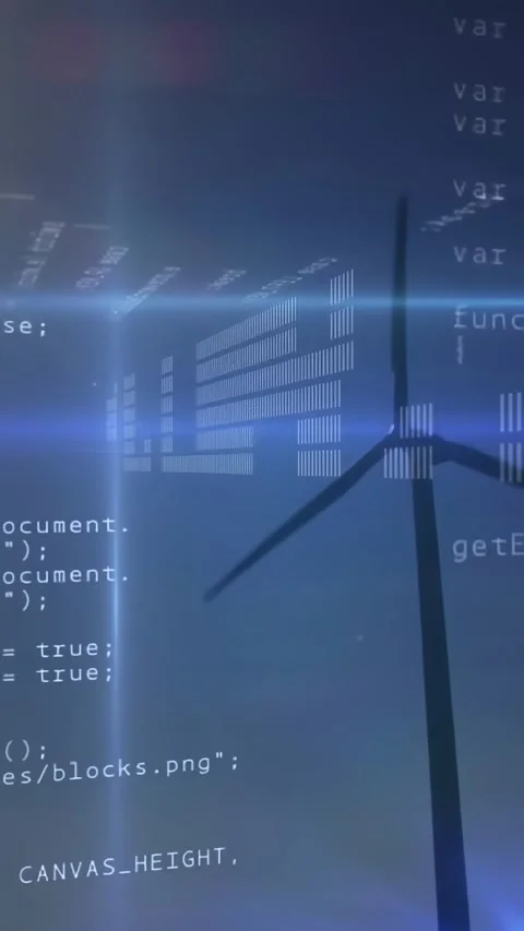 Vertical video: Wind turbine turning right while flare sparking code passing Stock Footage 330359203