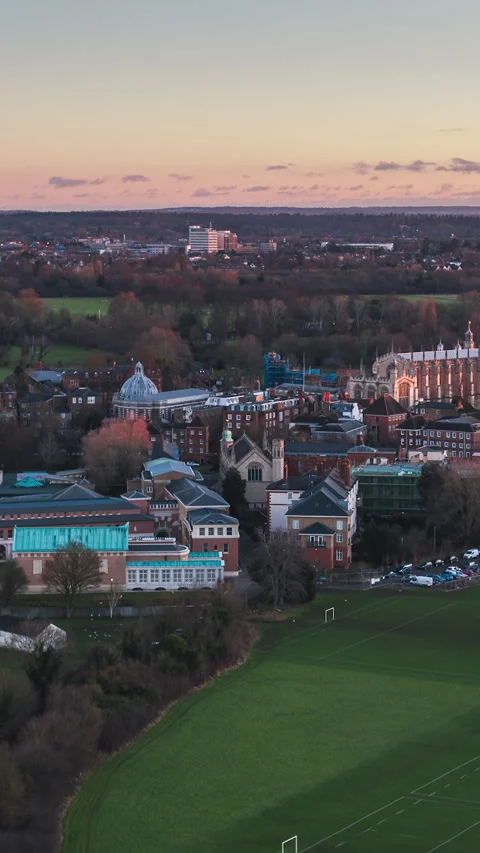 Vertical Video of Windsor, Vertical Aerial View Shot, sunset, sunrise, day Stock Footage 270806332