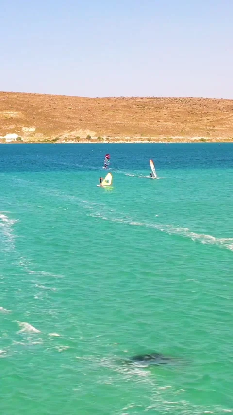 Vertical video of windsurfers Stock Footage 292607488