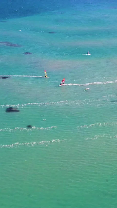 Vertical video of windsurfers Stock Footage 292609223