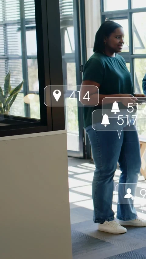 Vertical video: Woman checking device, tracking social while likes, comments Stock Footage 331009283