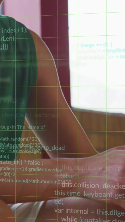Vertical video: Woman feeling strap adjusting fit with tech grid turning to Stock Footage 334550258