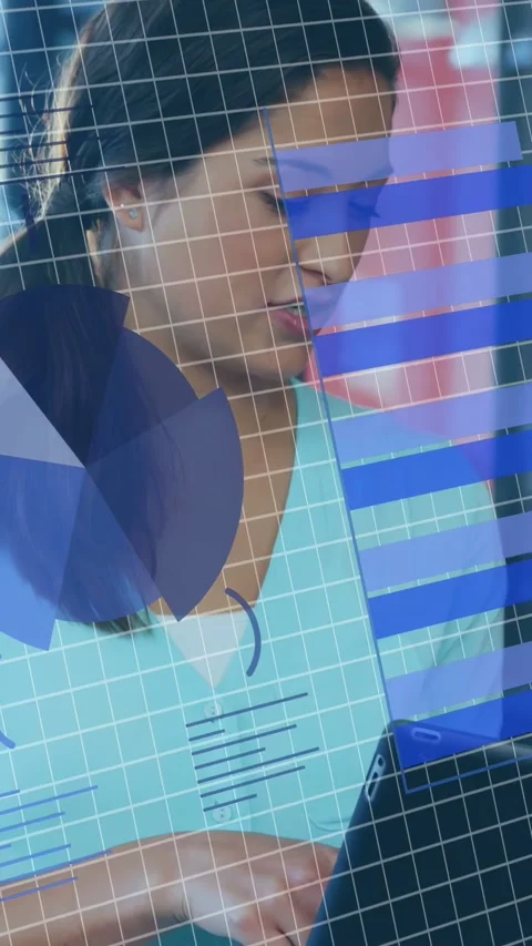 Vertical video: Woman gesturing tapping laptop in clinic, analyzing data with Stock Footage 340133484