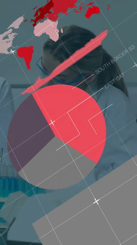 Vertical video: Woman lab tech testing vials at bench as monitor output updating Stock Footage 330286549