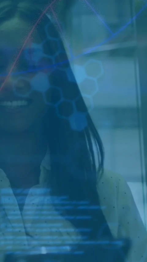 Vertical video: Woman presenting data in office, speaking and turning, Stock Footage 340133573