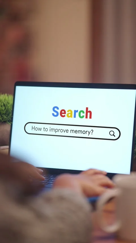 VERTICAL VIDEO OF WOMAN SEARCHING HOW TO IMPROVE MEMORY? ON INTERNET Stock Footage 274468341