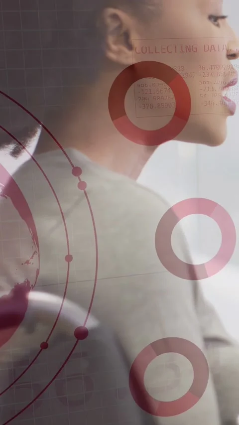 Vertical video: Woman speaking while map sliding starting cam tightening, bits Stock Footage 332823261