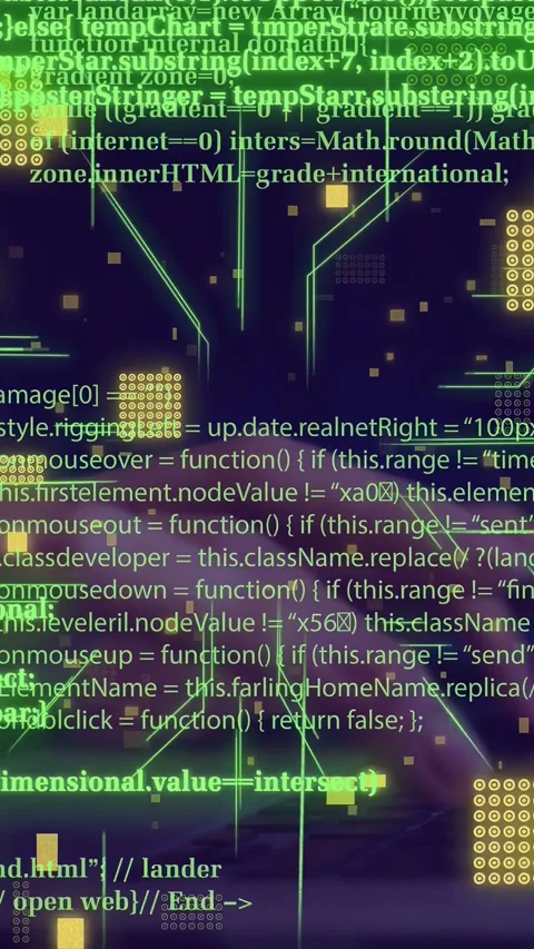 Vertical video: Woman's hands typing keyboard, causing neon code overlay 스톡 동영상 335507623