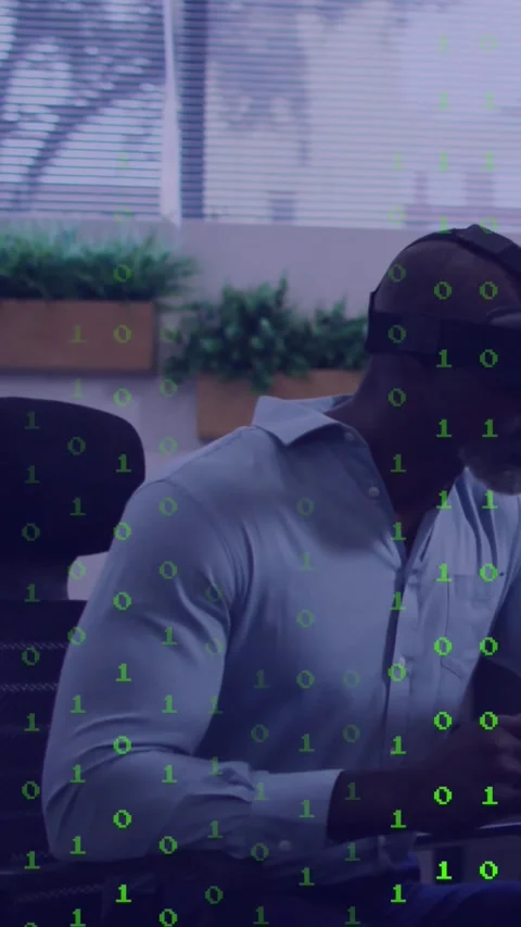 Vertical video: Worker responding to green code, turning and reaching right hand Stock Footage 330260234