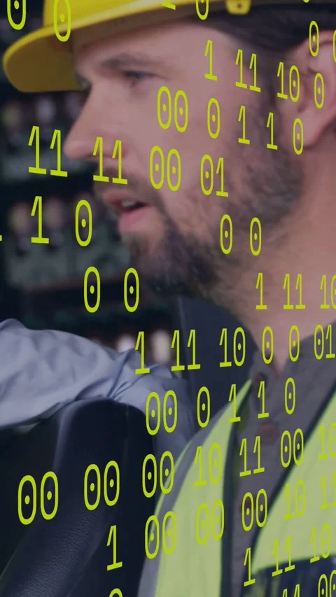 Vertical video: Worker turning after peer pointing, inspecting warehouse, binary Stock Footage 331128867