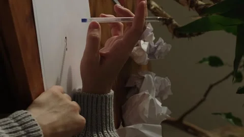 Vertical video. Writer's block, creative crisis or no idea concept. Stock Footage 257875903