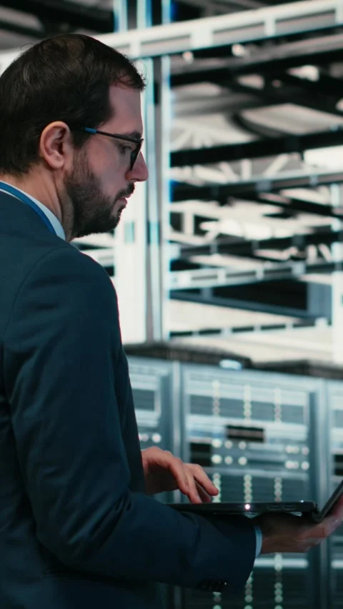 Vertical video Writing code, laptop program and software developer in data Stock Footage 329944051