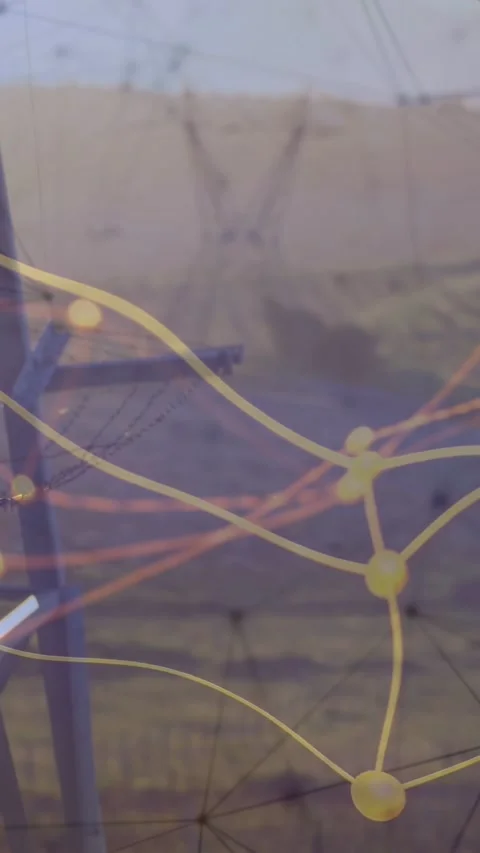 Vertical video: Yellow-orange overlay shifting across hazy field after node Stock Footage 332806244