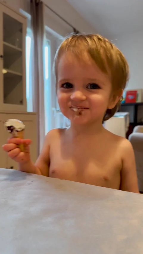 Vertical Video of Young Child Eating Meal at Home Vidéo 345163455