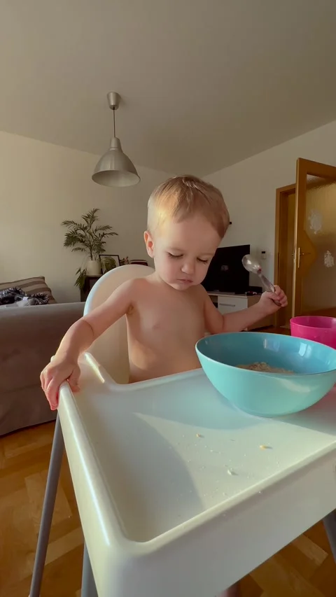 Vertical Video of Young Child Playing at Home 库存影片 345165691